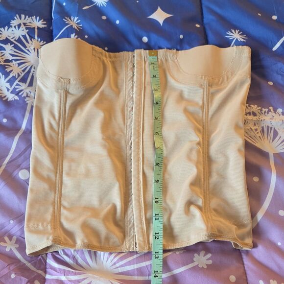 Other - Strapless Boned Bustier Beige Hook & Eye Closure Half Cup Opaque Solid Shapewear